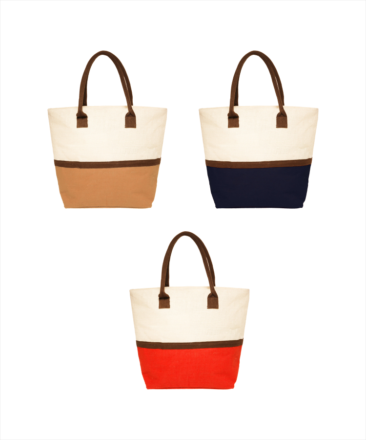 Union Printed - Two-Tone Jute Beach Tote Bags, custom tote bag with logo imprint 2