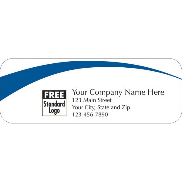 Rectangular Label on White Gloss with Blue Arc 2