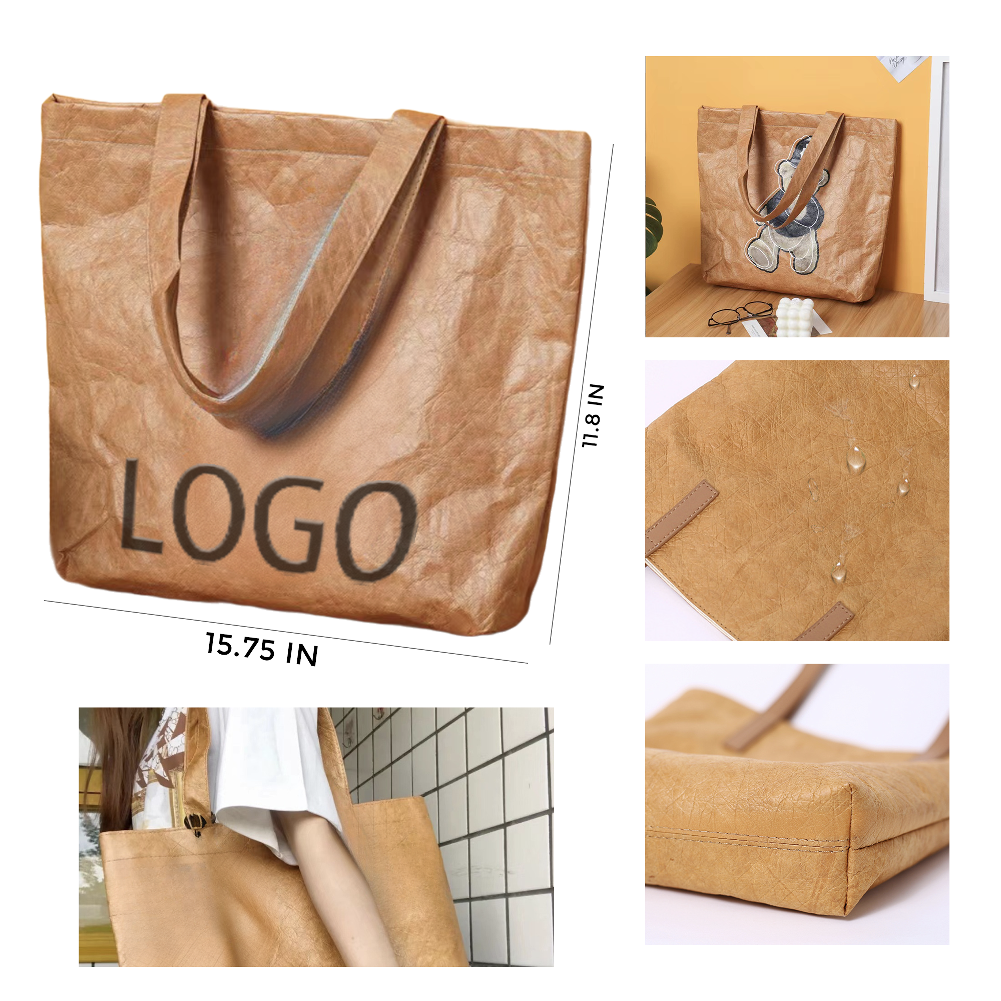 MOQ 10 PCS Water - Resistant DuPont Paper Handbag 2