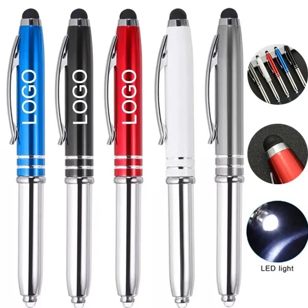 Metal Stylus Ballpoint Pen with LED Light 2