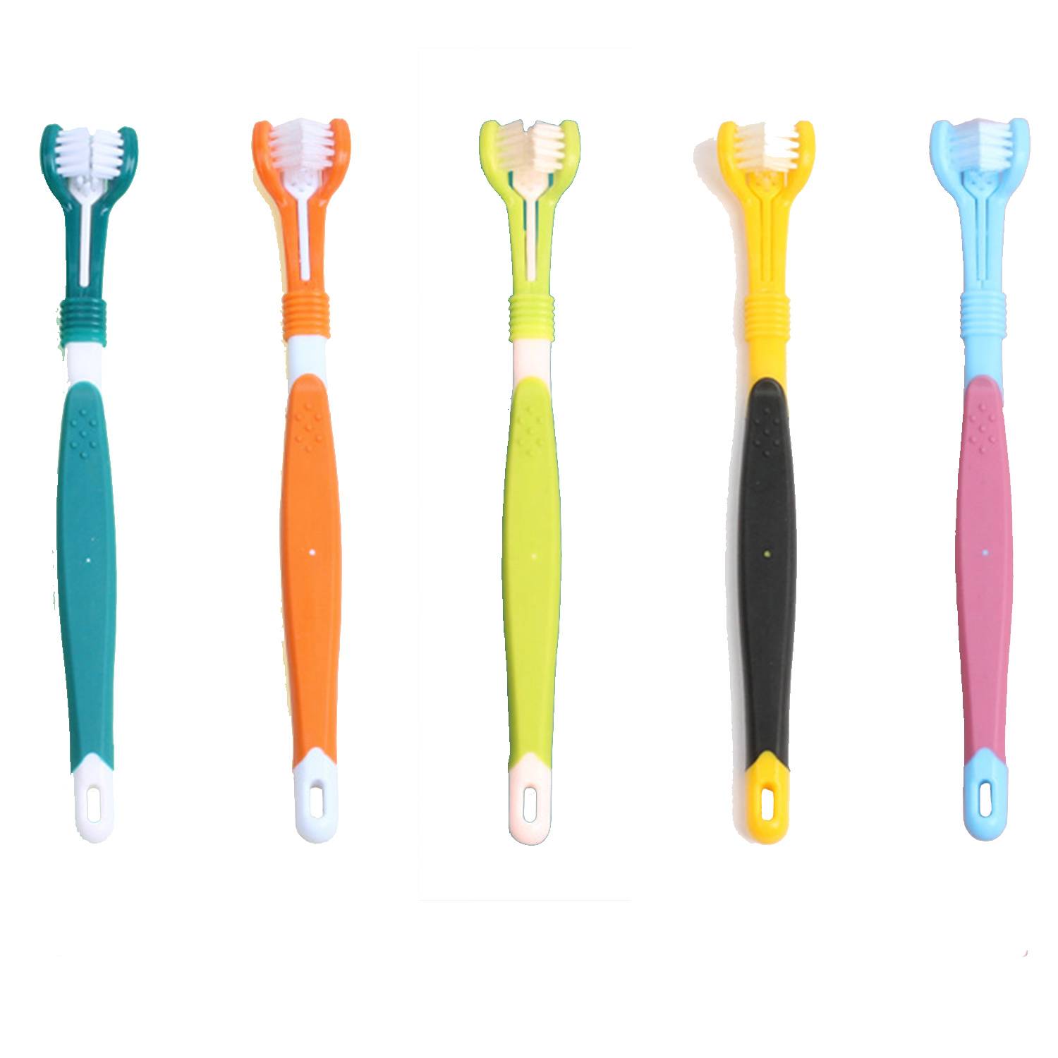 Plastic Oral Cleaning Care Three-headed Pet Toothbrush 7