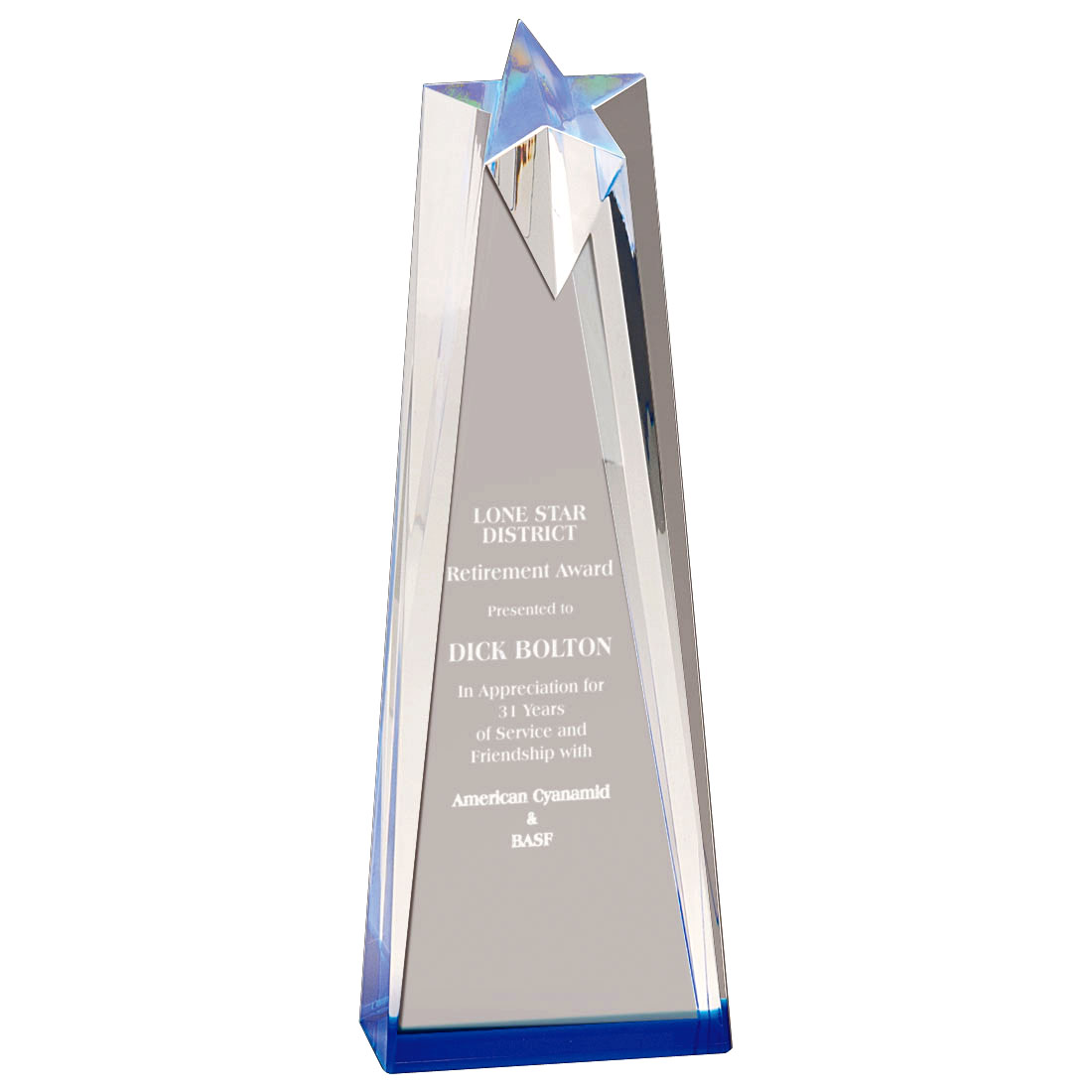 Sculpted Star Acrylic Award (3 1/2"x10") 2