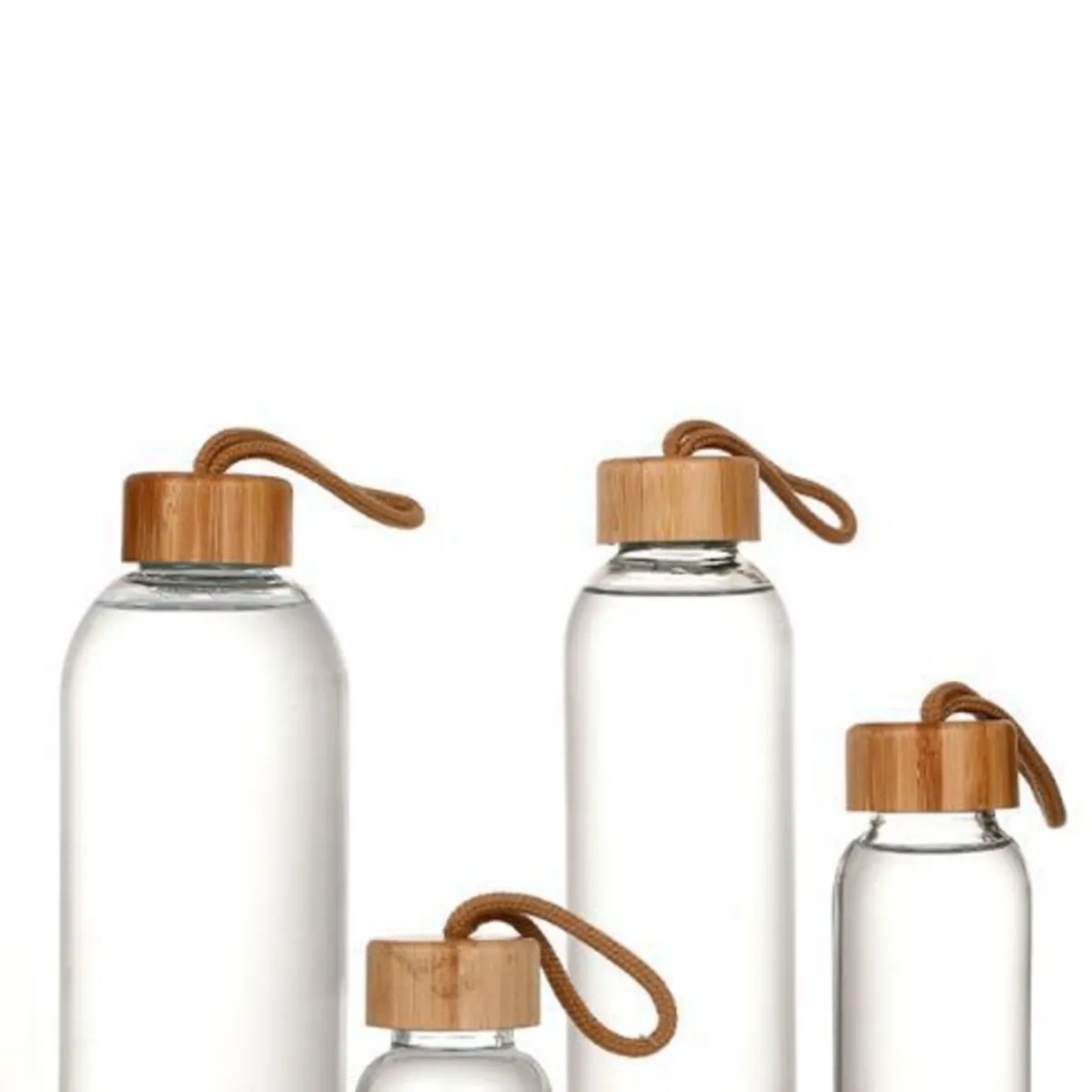 17OZ. Glass Water Bottle With Bamboo Lid And Beverage Cup 3