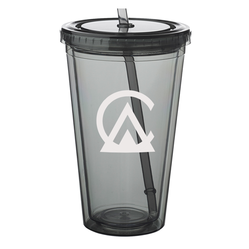 Double Wall Plastic Tumbler - with Straw, 16 oz. 23