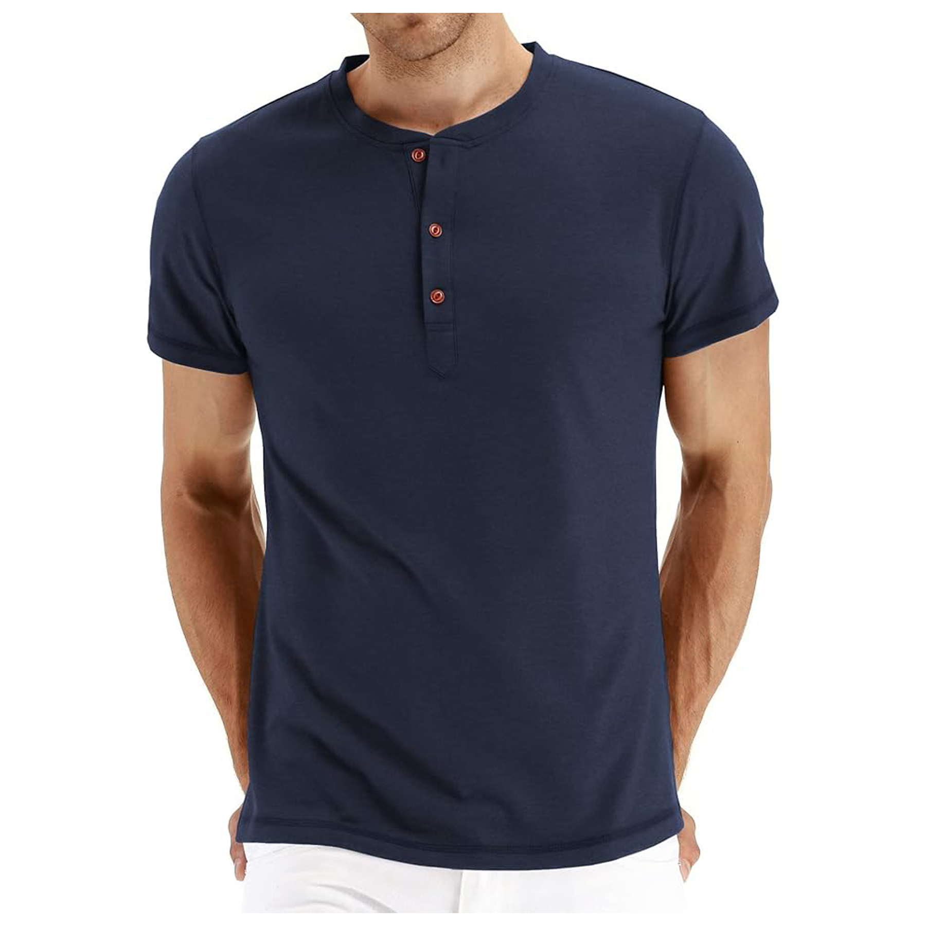 Men's Long Sleeve Henley Cotton T Shirts 25