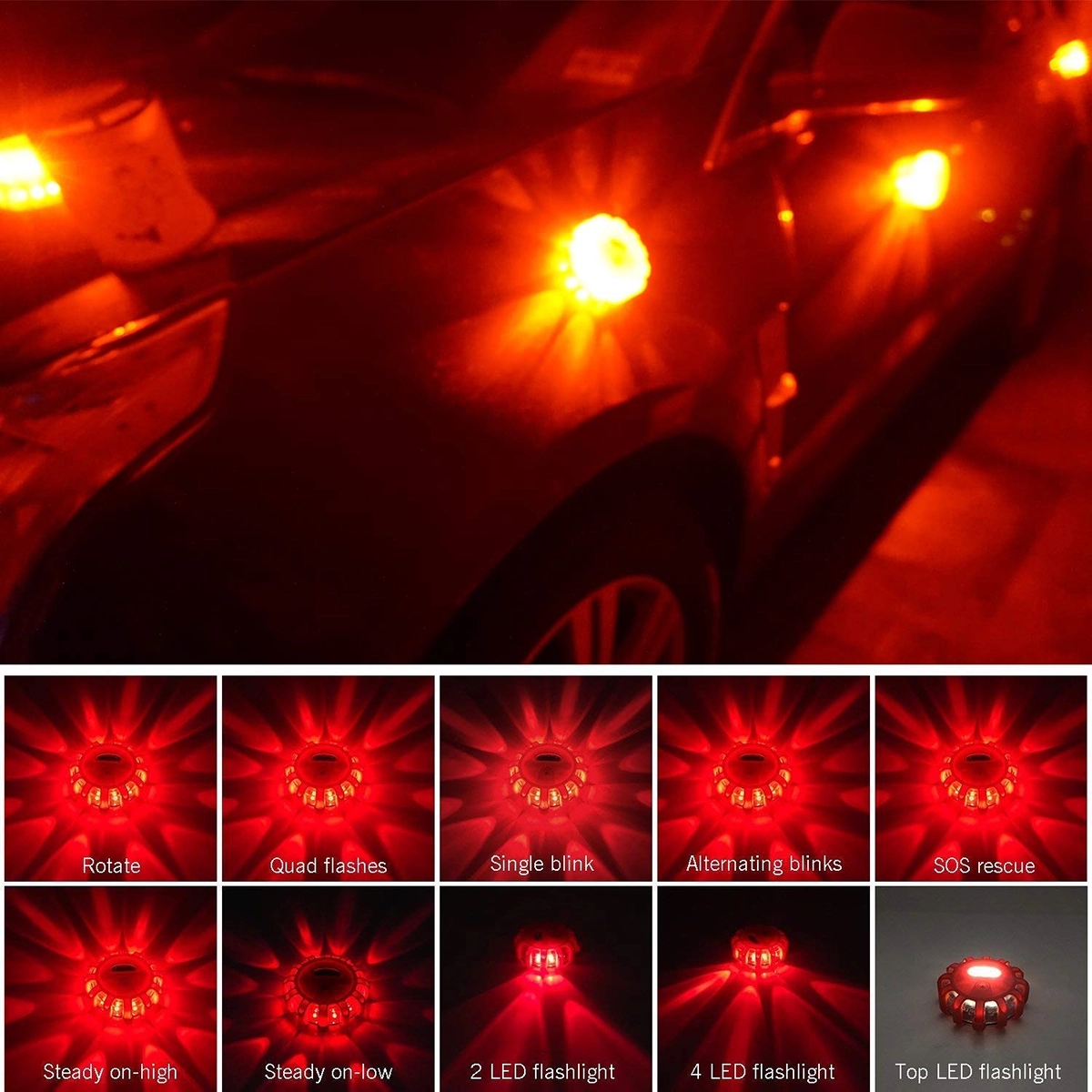 Safety Flare Roadside Emergency Disc LED Lights with Magnet 2