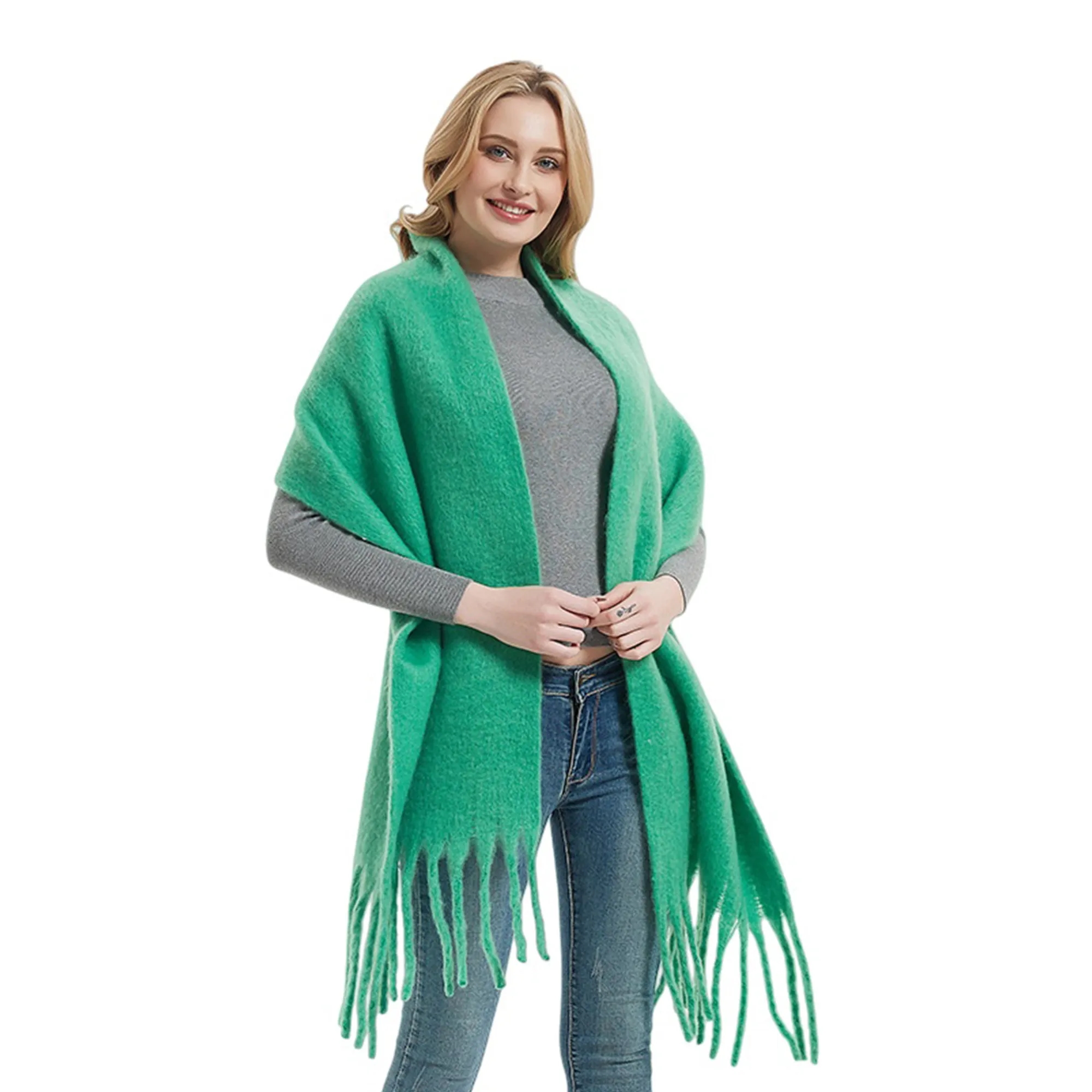 Polyester Long Fringe Thick Scarf Shawl 5