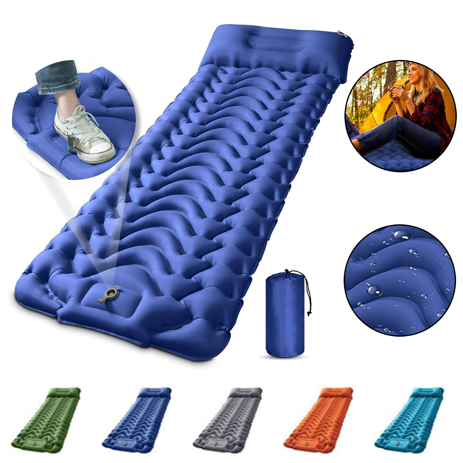 Inflatable Sleeping Mat with Pillow Built-in Pump 2