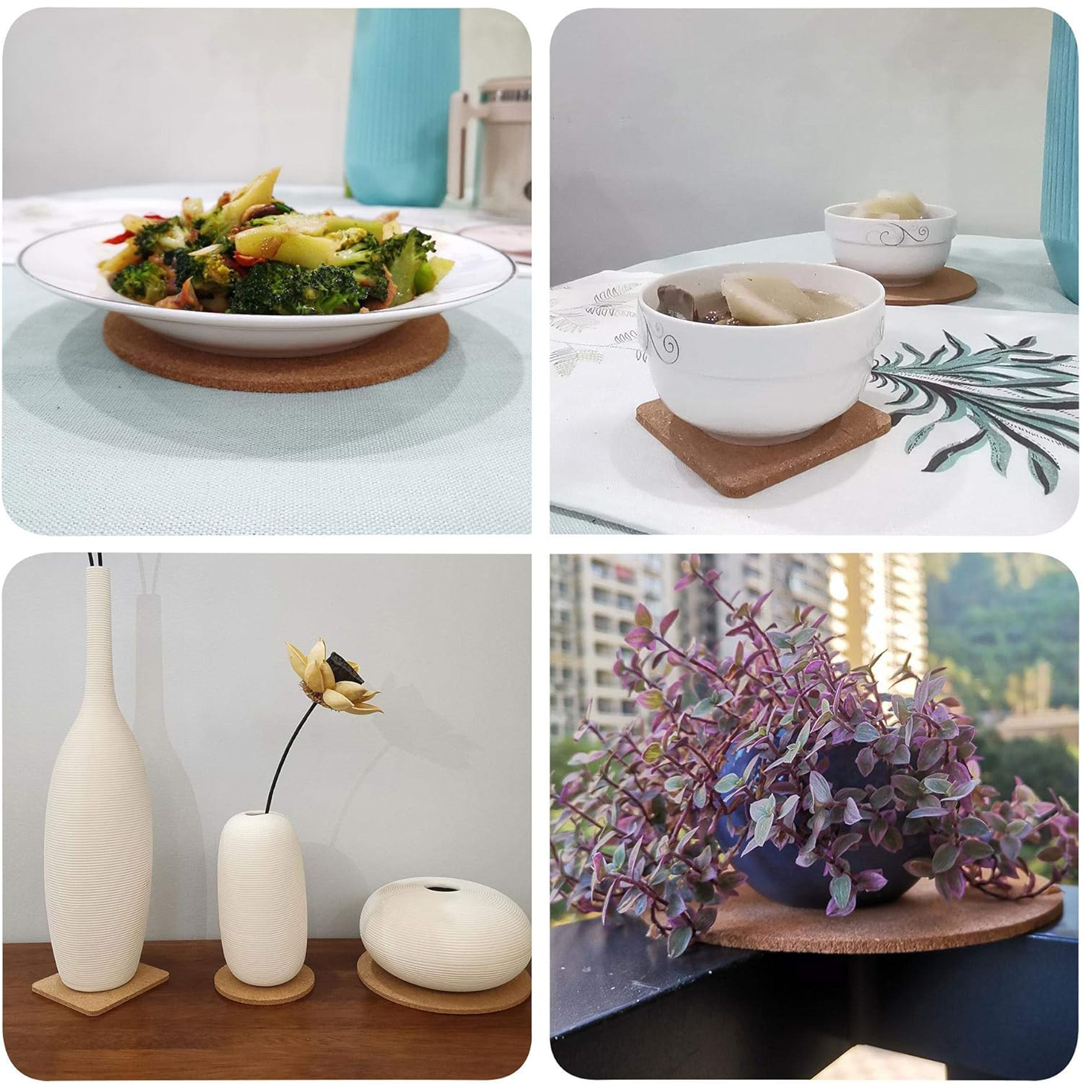 Heat-Resistant Round Cork Trivet Coaster for Kitchen 5