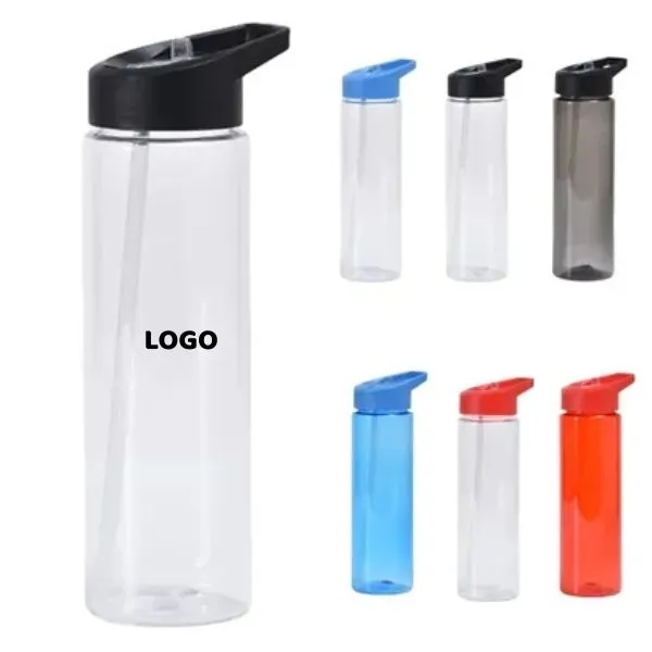 Portable Clear Sports Water Bottle with 24 oz and Straw 4