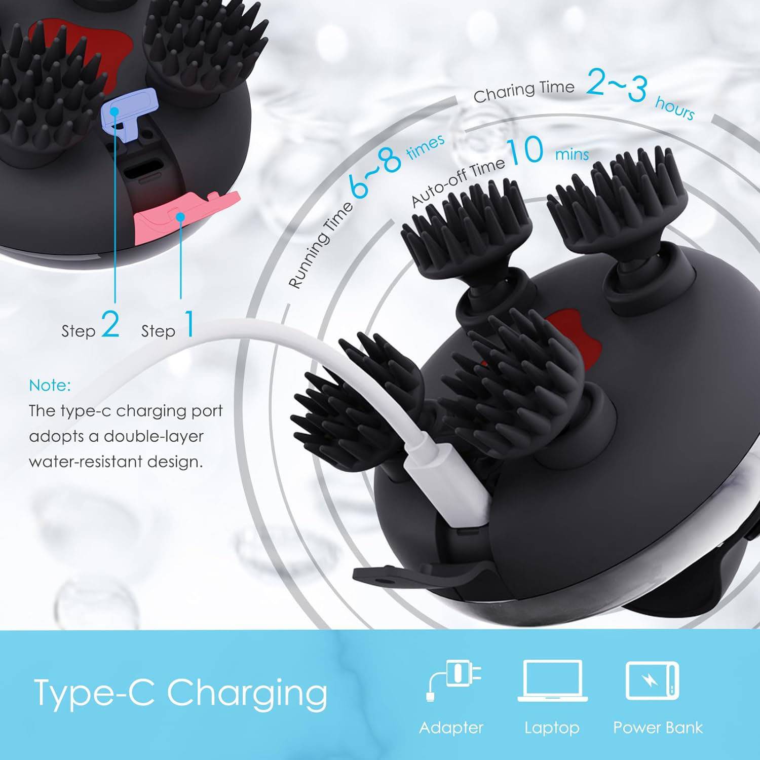 Silicone Electric Scalp Head Decompression Massager 3