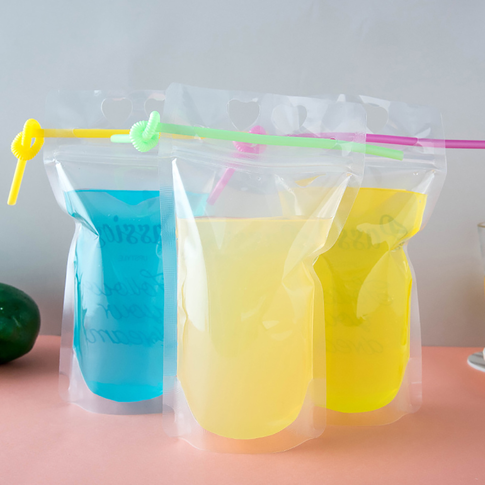 Hand-held Translucent Stand-up Plastic Pouch Bag Drinking Bag 6