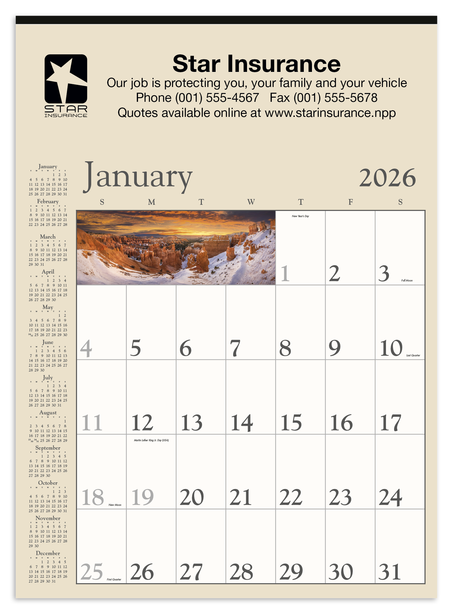 Triumph® Calendars Decorator Memo (Tan) Calendar 8