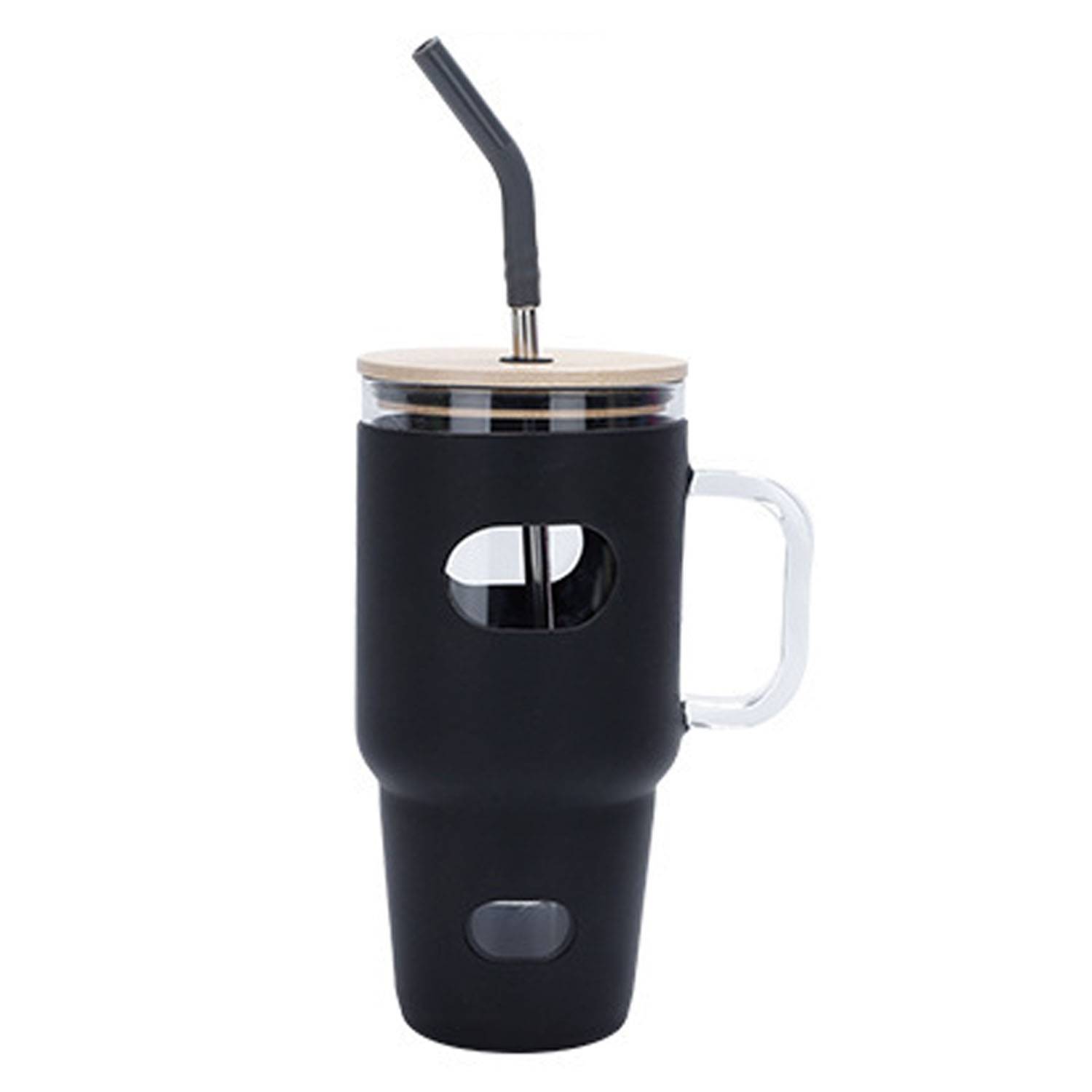 30oz Silicone Glass Straw Cup w/ Handle 3