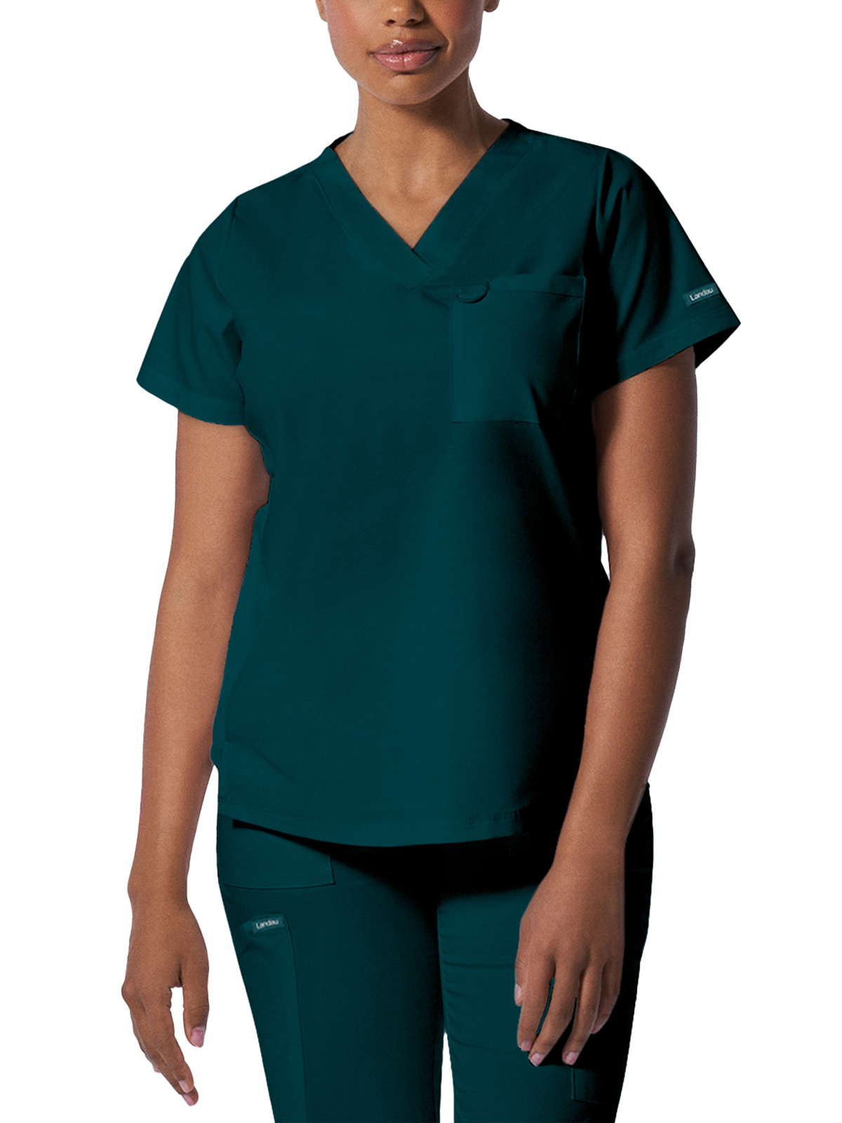 Landau - ProFlex - Women's Two-Pocket Back Princess Seamed V-Neck Top 44