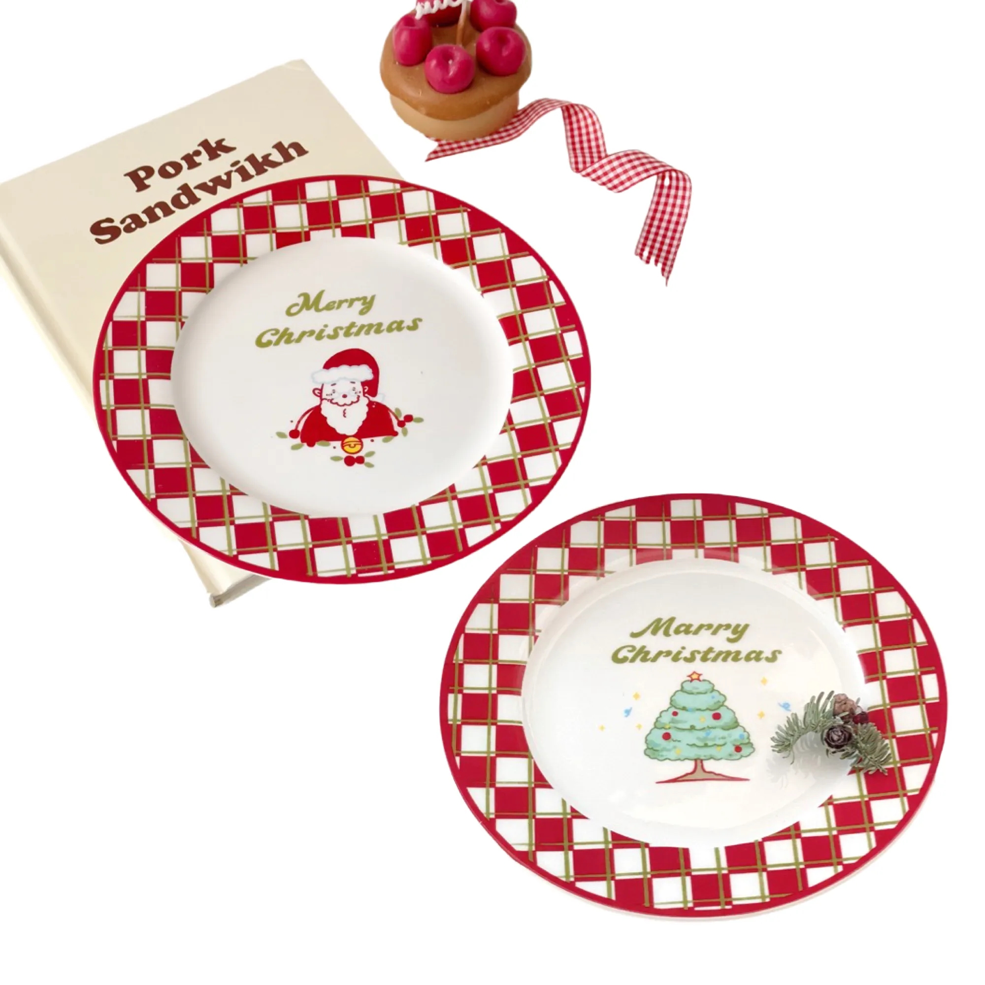 8" Christmas Ceramic Round Plate MOQ48 3