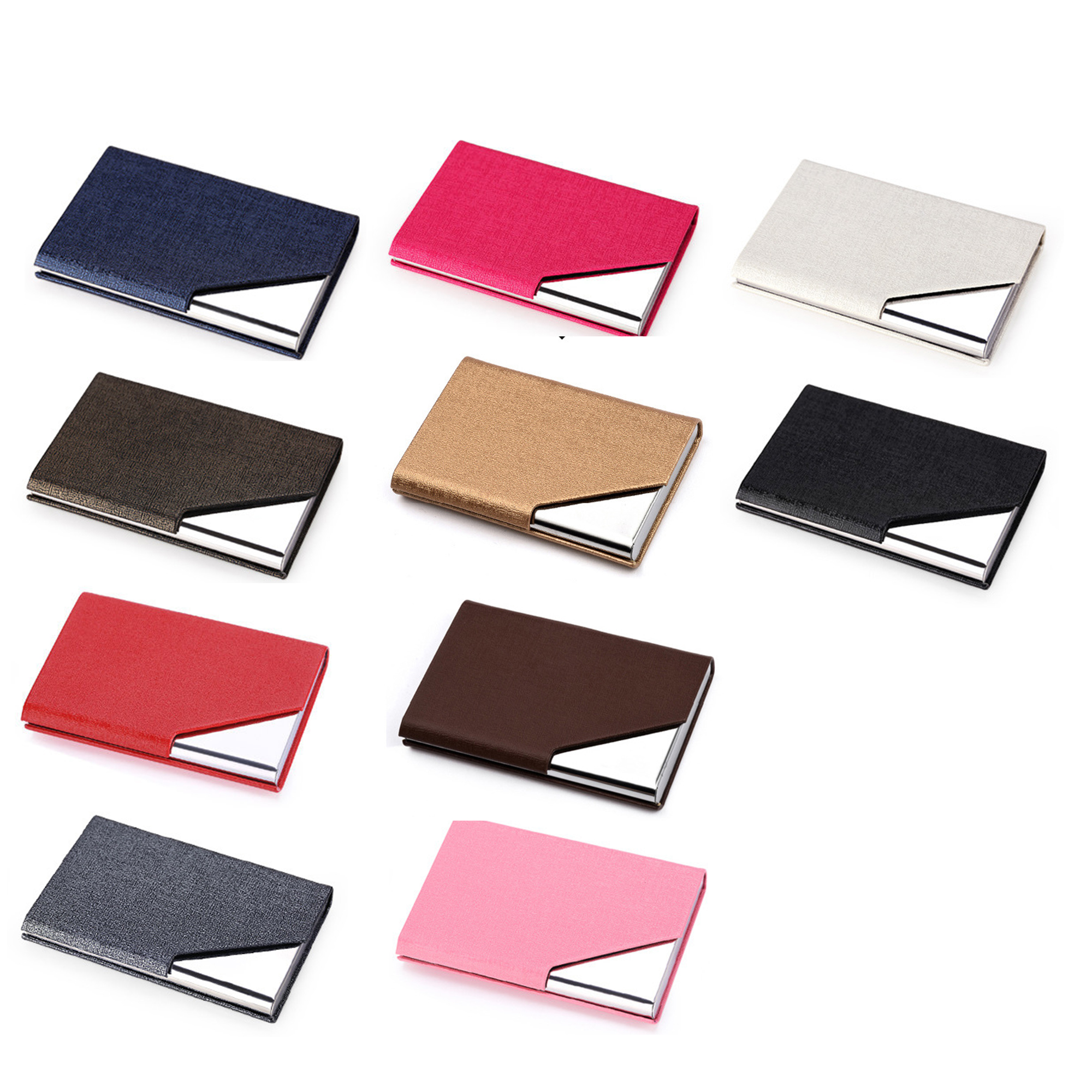 Magnetic Holder PU Stainless Steel Laser Business Card Case 1
