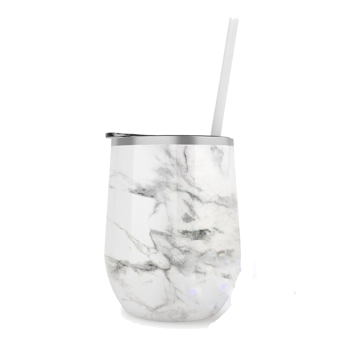 12 Oz. Maars Gray Marble Bev Steel Stainless Steel Wine Tumbler 2
