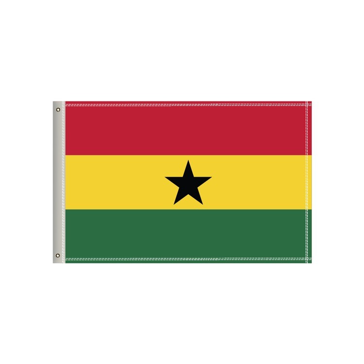 National Flag, Ghana, Double-Sided - 36"W x 24"H 1