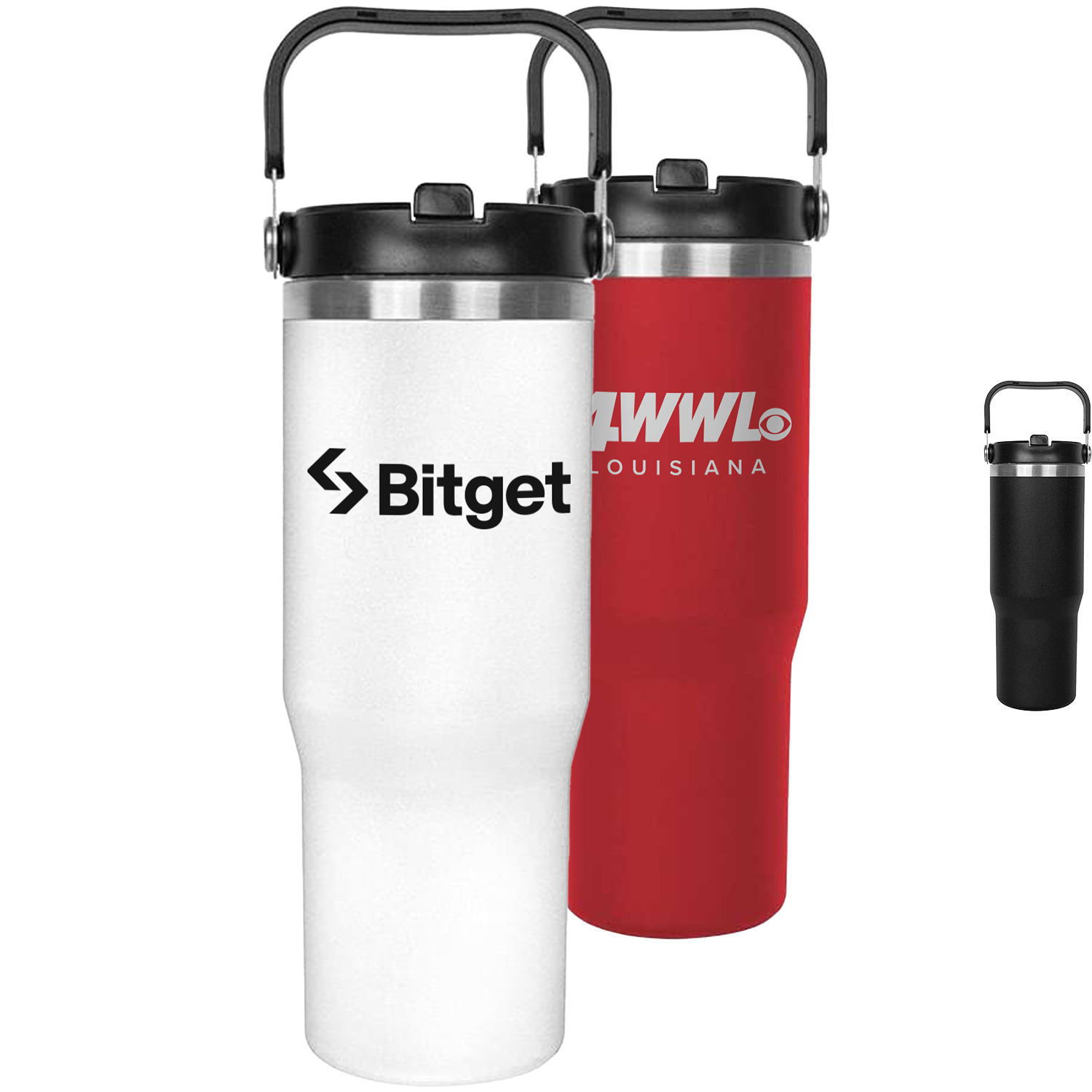 Insulated Stainless Steel Tumbler w/Straw handle lid 2
