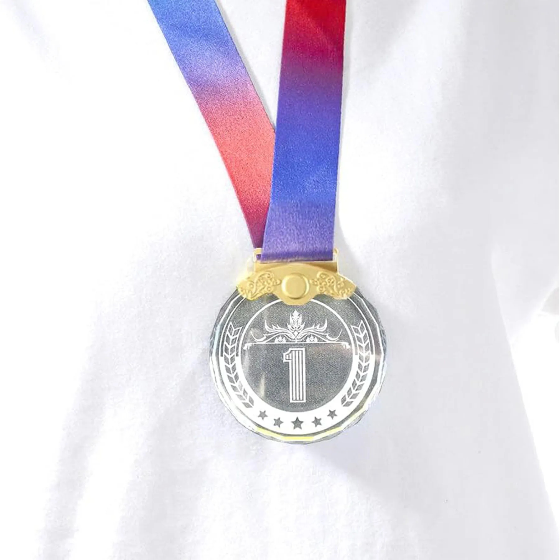 Personalized Crystal Glass Awards Medals With Ribbon 6