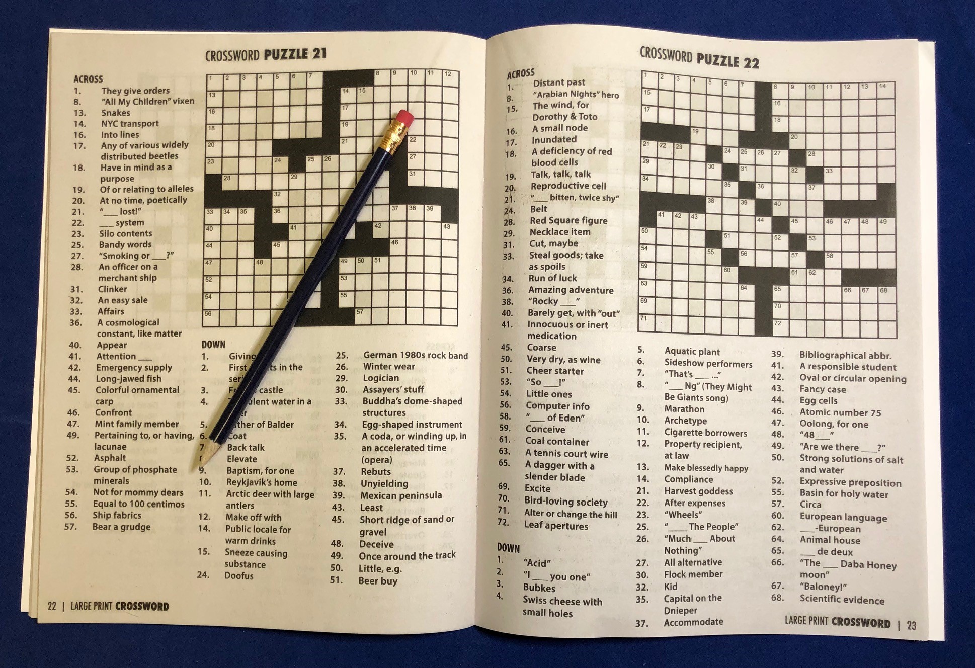 PUZZLE PACK - LARGE PRINT Crossword Puzzle Book - Volume 1 with Pencil 5