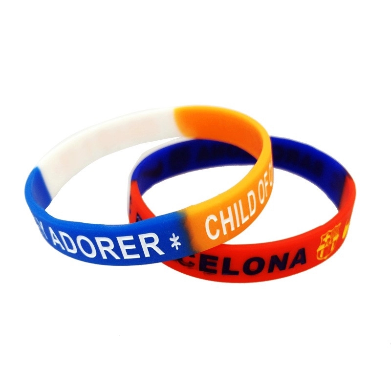 1/2" Debossed Segmented Color Filling Silicone Bracelet 1