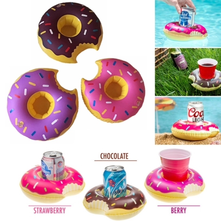 PVC Inflatable Doughnut Drink Holder Pool Float 2