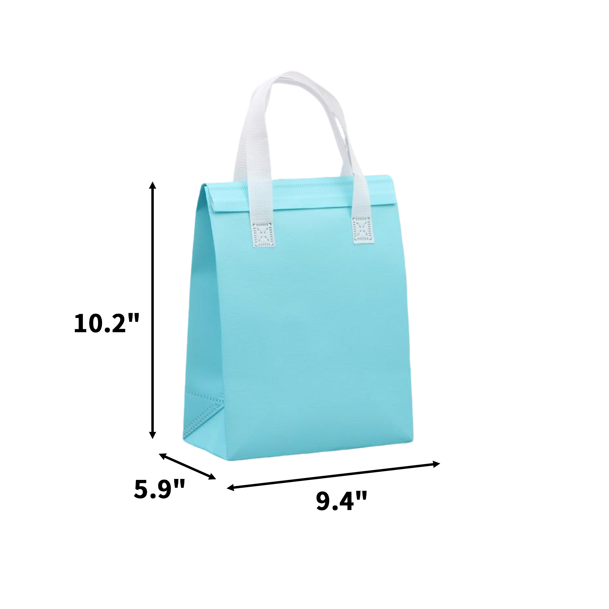 Insulated Non Woven Lunch Tote 9.4" x 5.9" x 10.2" With Zipper 9