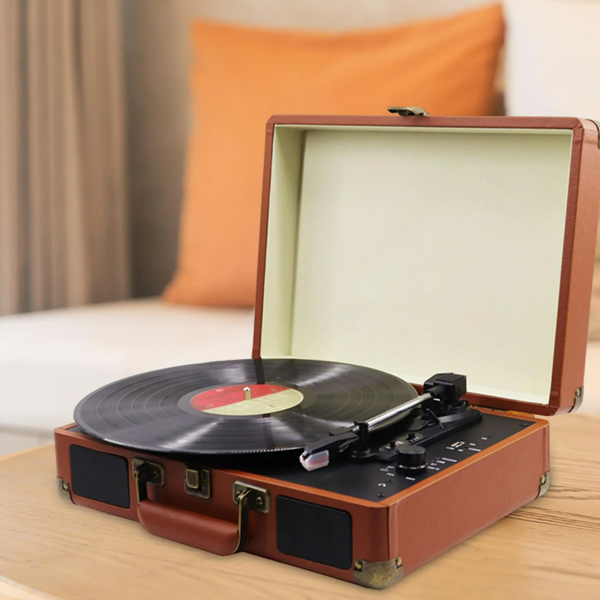 Portable Bluetooth Vinyl Record Player with Speakers 4