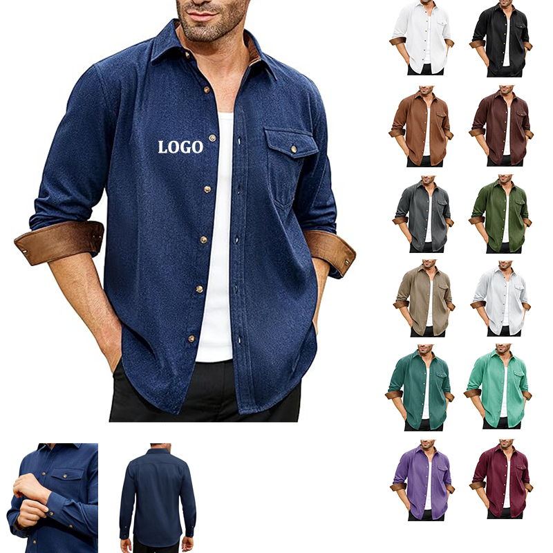 Man Long Sleeve Casual Jacket, custom dress shirt with logo imprint 14