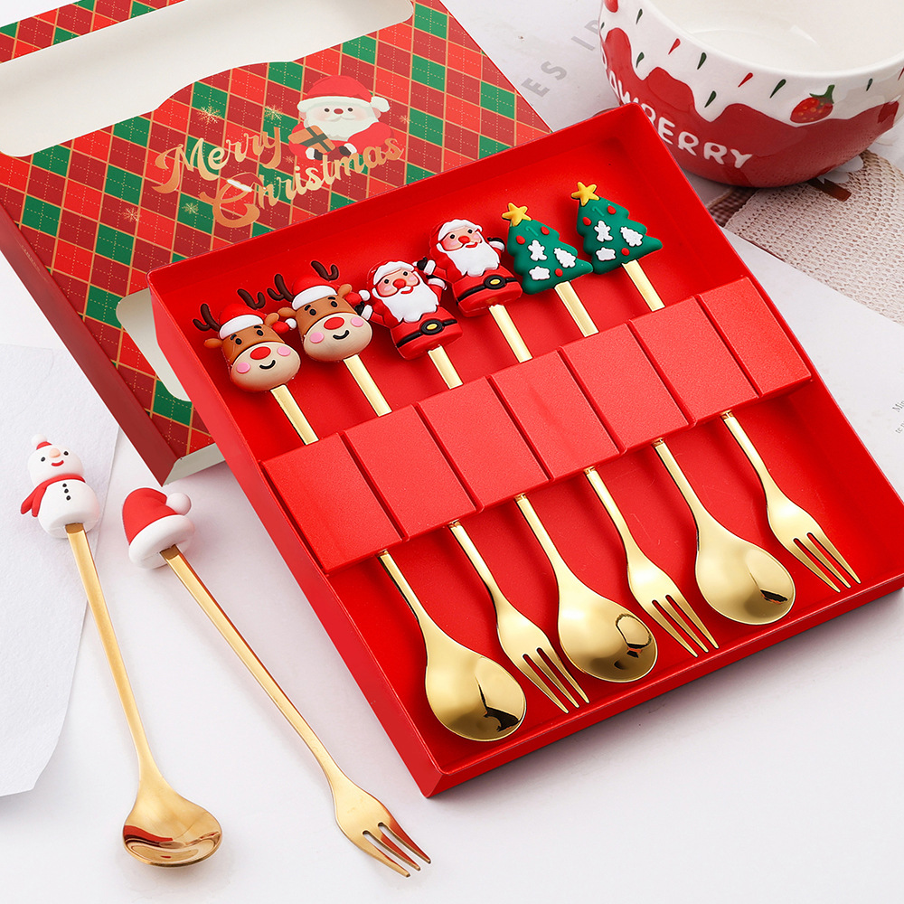Christmas Stainless Steel Spoon And Forks Set 4