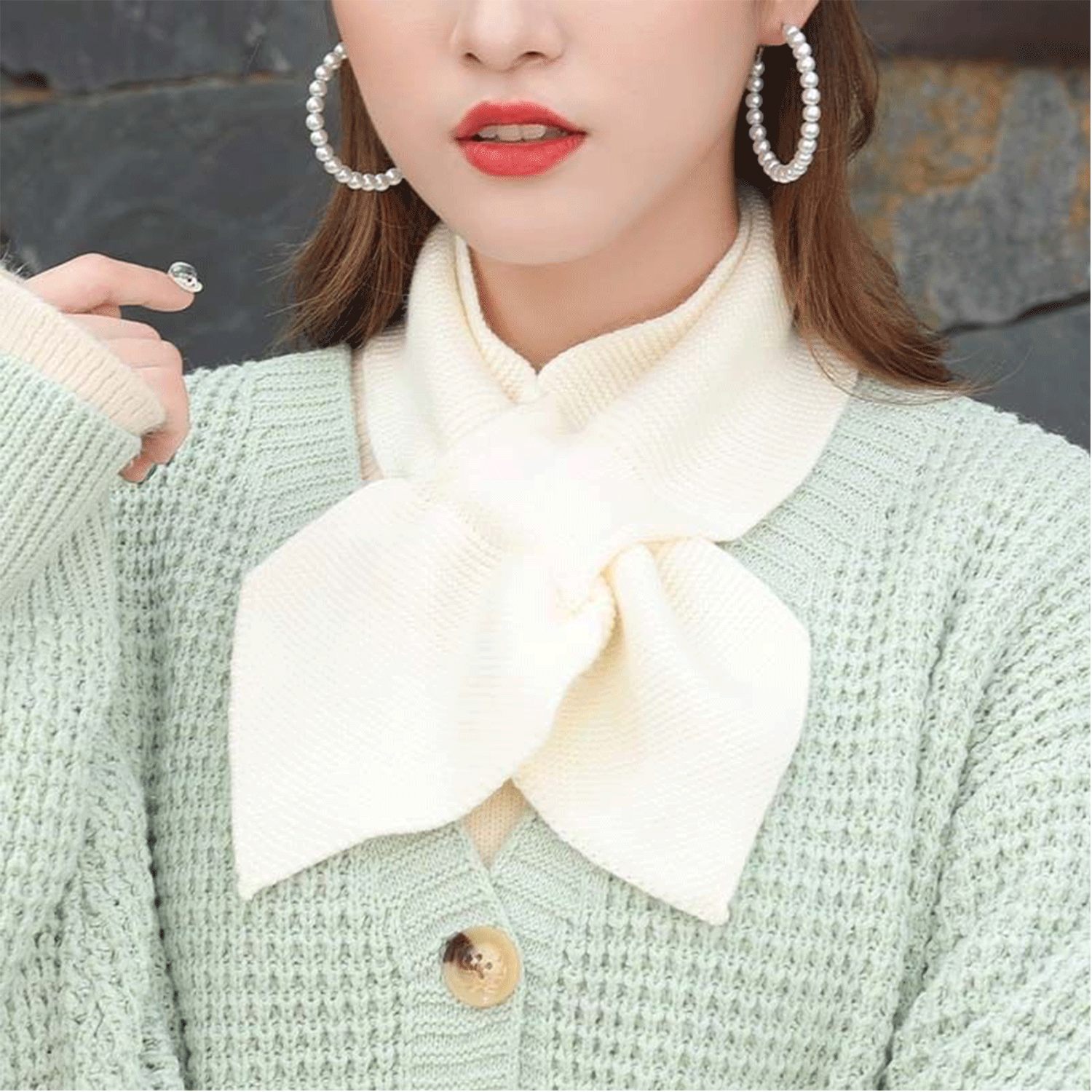 Winter women neck warmer soft knit bow shape colored Scarf 13