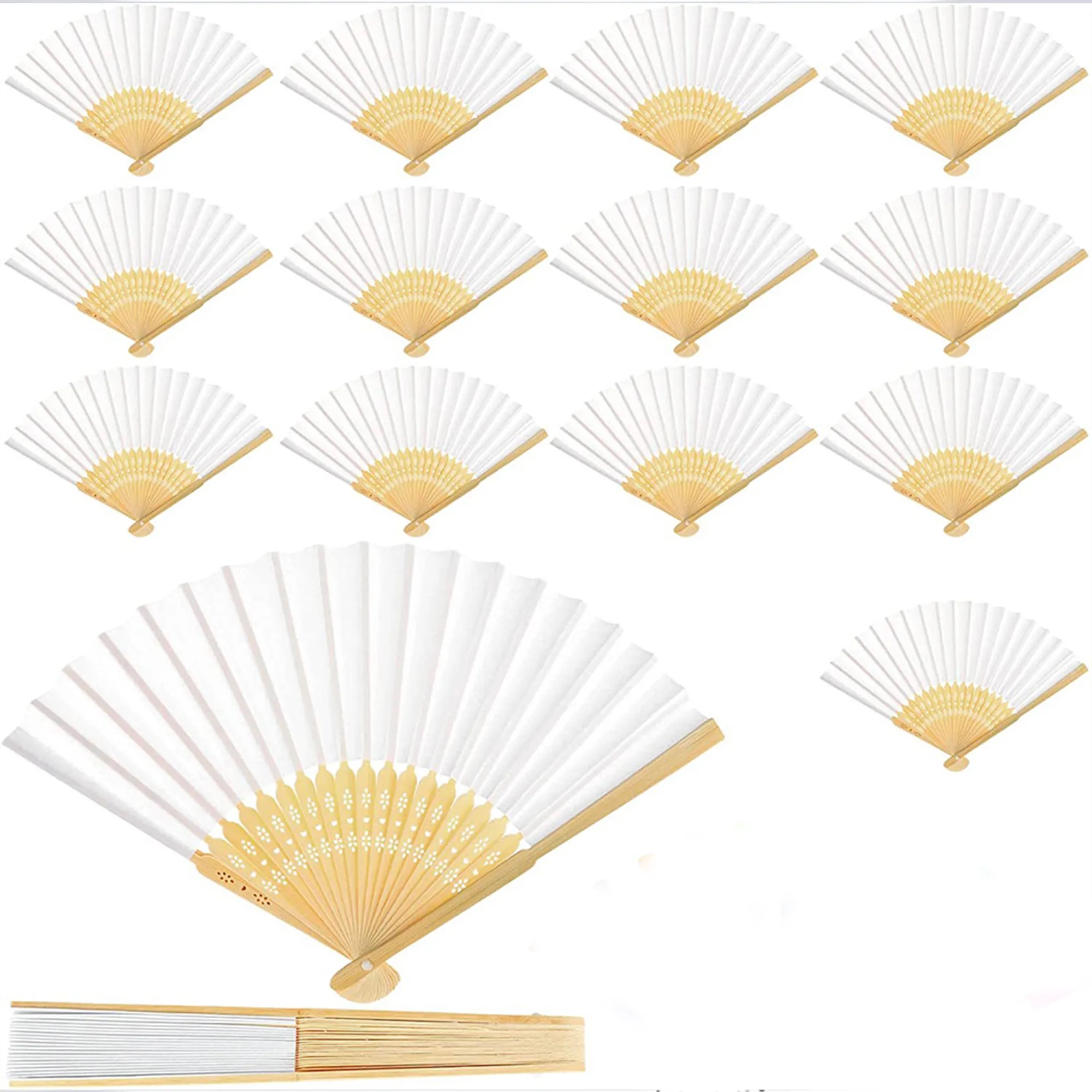 Custom Folding Handheld Paper Fan with Bamboo Handle 10