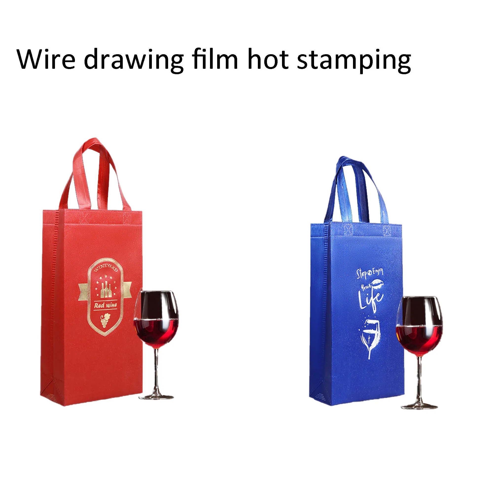 Single Non-woven Red Wine Bottle Tote Bag 4" x 13" x 3" 3