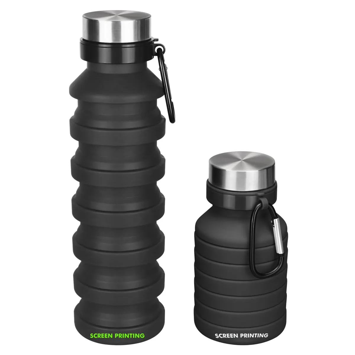 Reuseable Silicone Collapsible Water Bottle with Carabiner 3