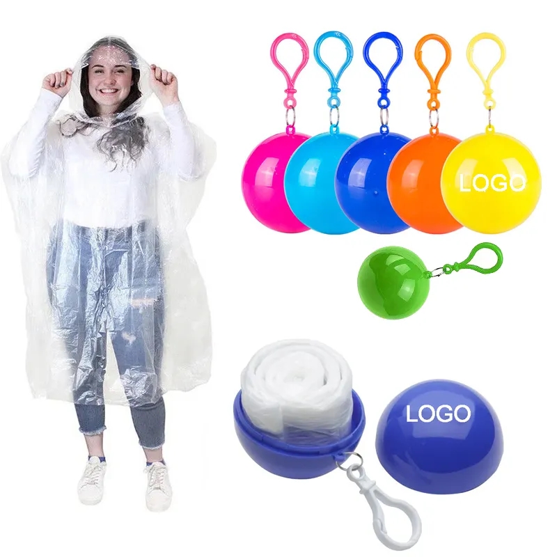 Disposable Rain Poncho Ball Key Chain 3