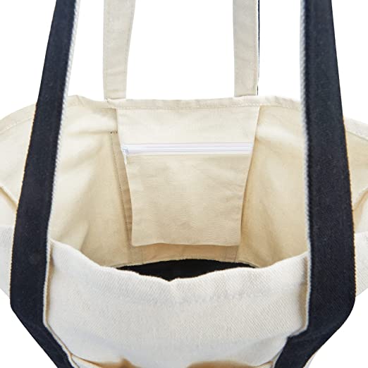 Extra Large Canvas Tote Bag / Inner Zipper Pocket, custom tote bag with logo imprint 6