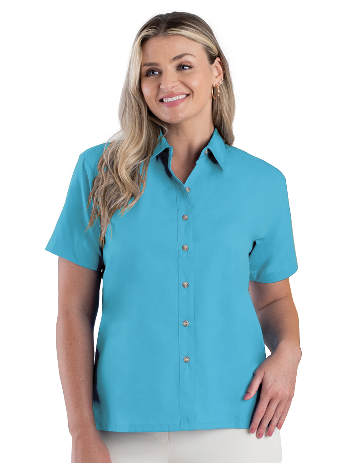 Blue Generation - Women's Pocketless Short Sleeve Superblend Poplin Shirt 7