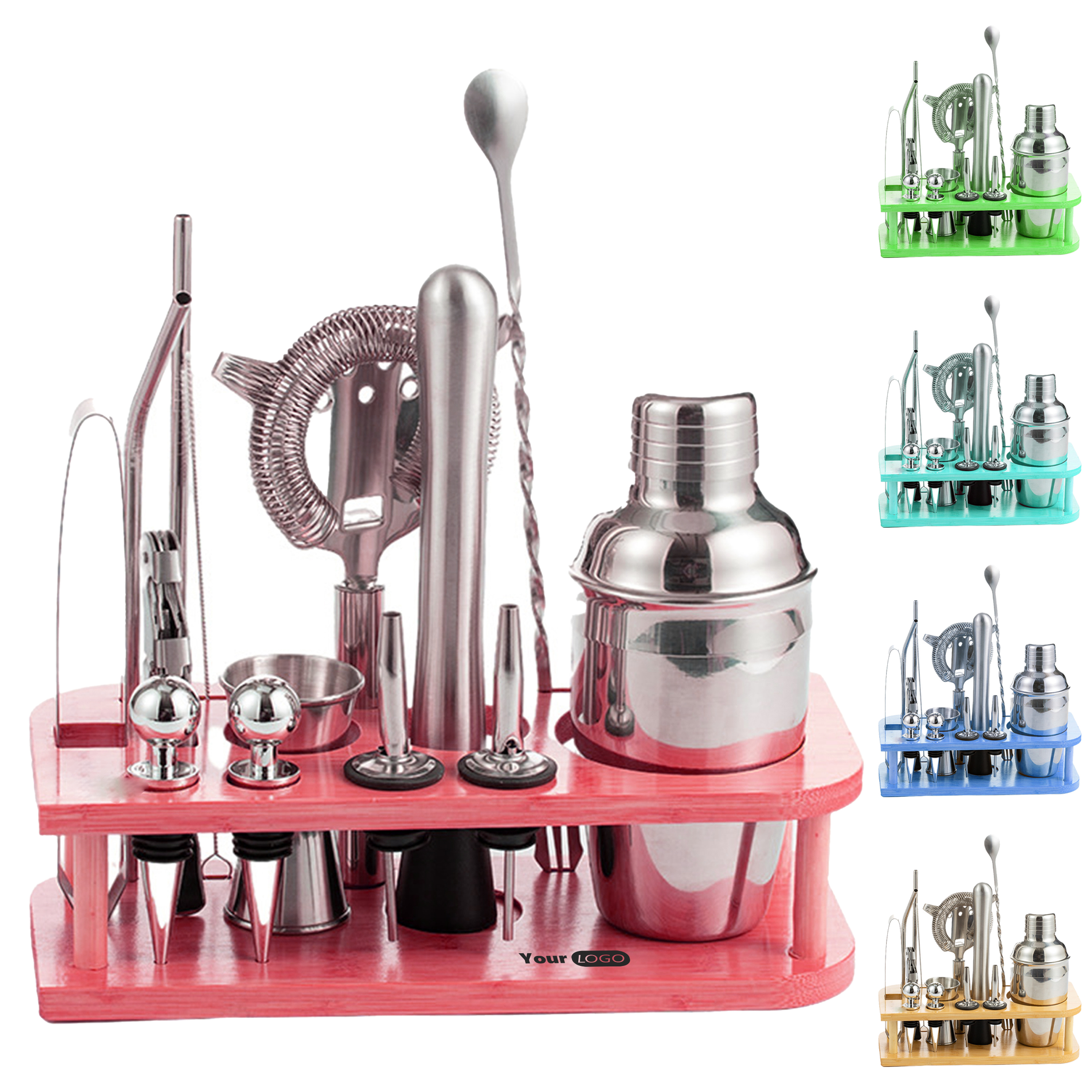 Silver Complete Bartender Kit With Stand ?C Craft Perfect Cocktails Anytime 2