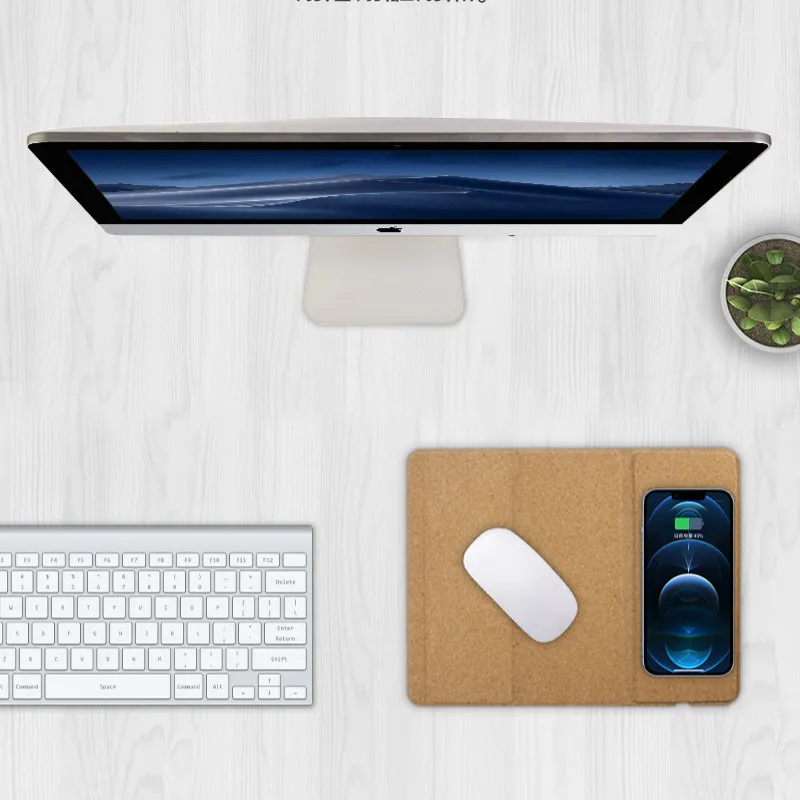 Eco-friendly Cork mouse pad with wireless charger foldable 3