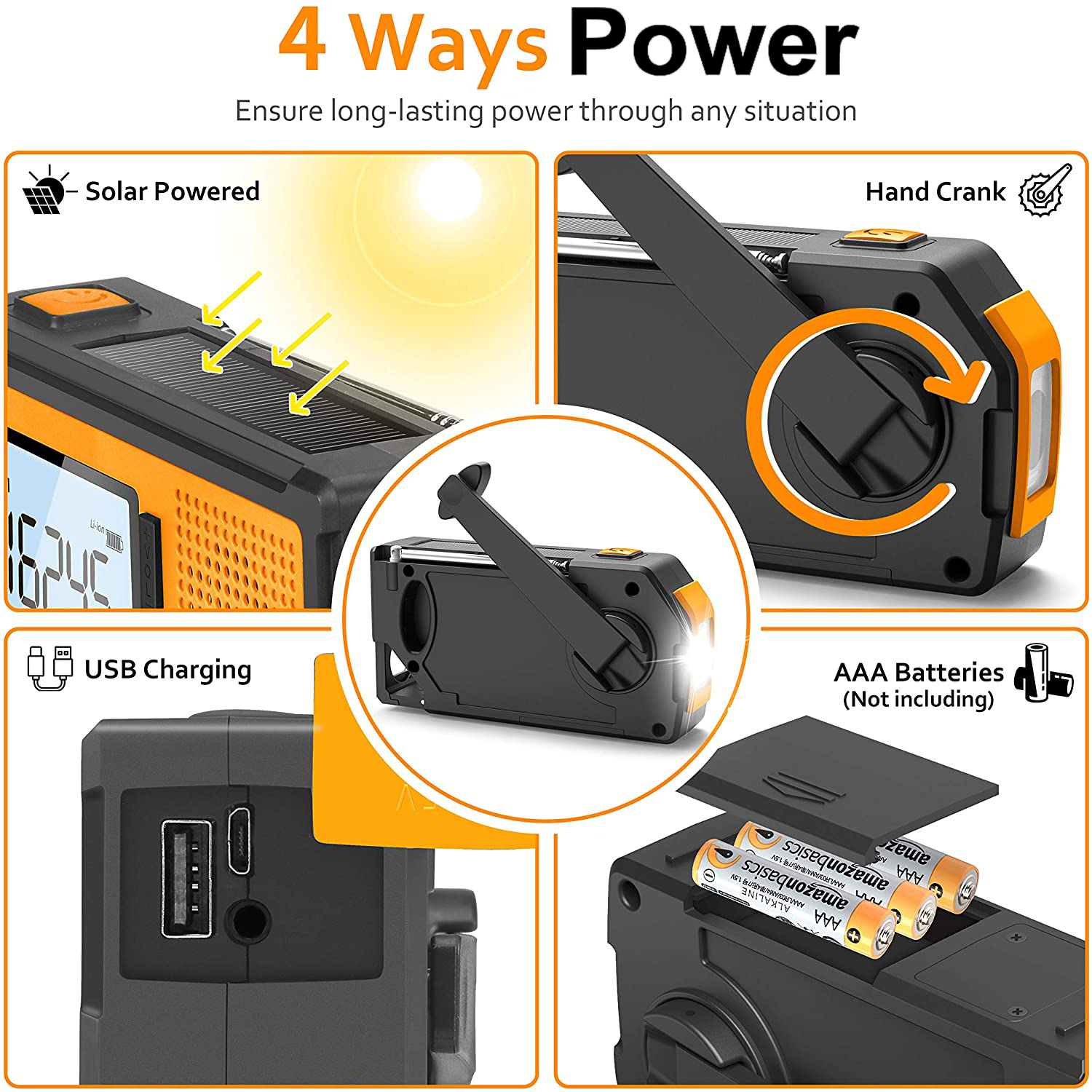 ResQ Emergency Hand Crank Radio – 4000mAh Power Bank, Solar, 1W Flashlight & Motion Sensor Lamp 17