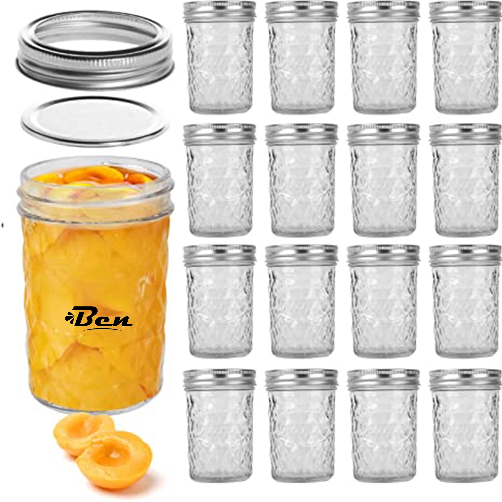 Mason Jars 8 Oz Mini Canning With Silver Lids And Bands 2