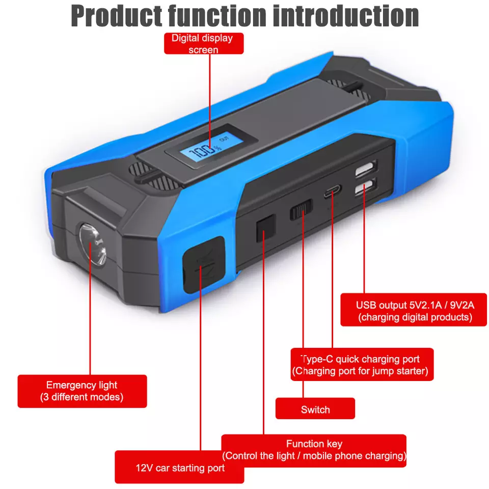 New 12V 12000mAh Emergency Multi-function Car Jump Starter 3