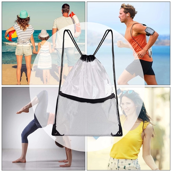 Transparent Drawstring Bag With Mesh 2
