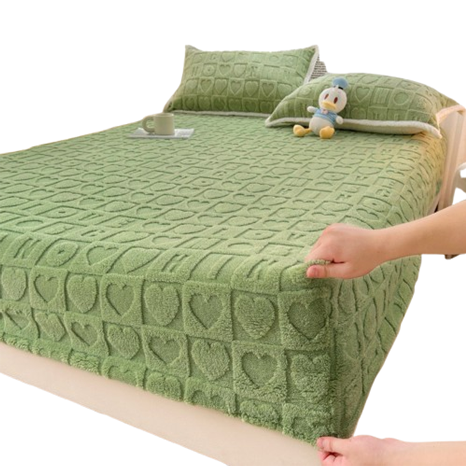 3 Piece Washable Velvet Fitted Bed Set 6