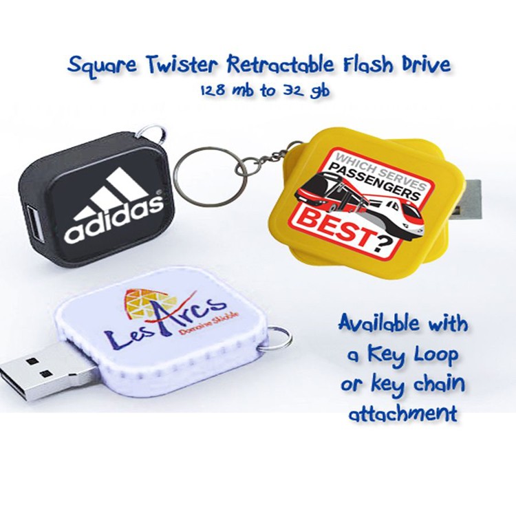 Square Twister Flash Drive / USB - 1 GB Memory