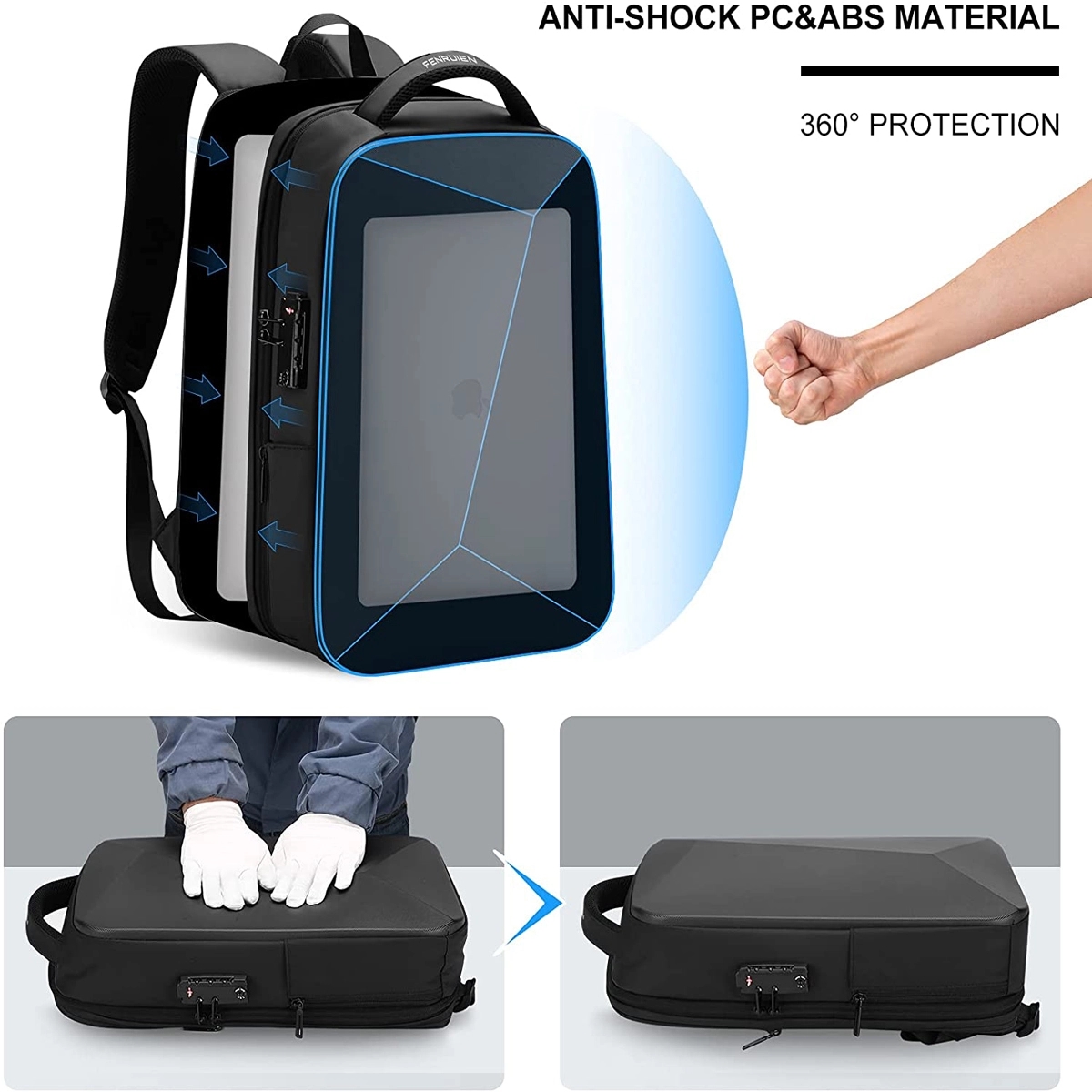 Anti-Theft Hard Shell Backpack with USB Port 2