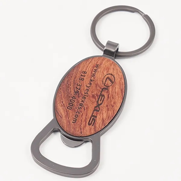 Oval Wooden Bottle Opener Keychain 4
