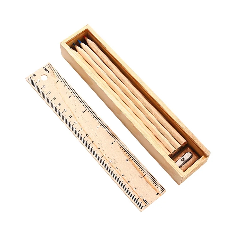 12-Piece Art Pencil Set in Wooden Box with Ruler, Bulk Customizable for Gifts 1